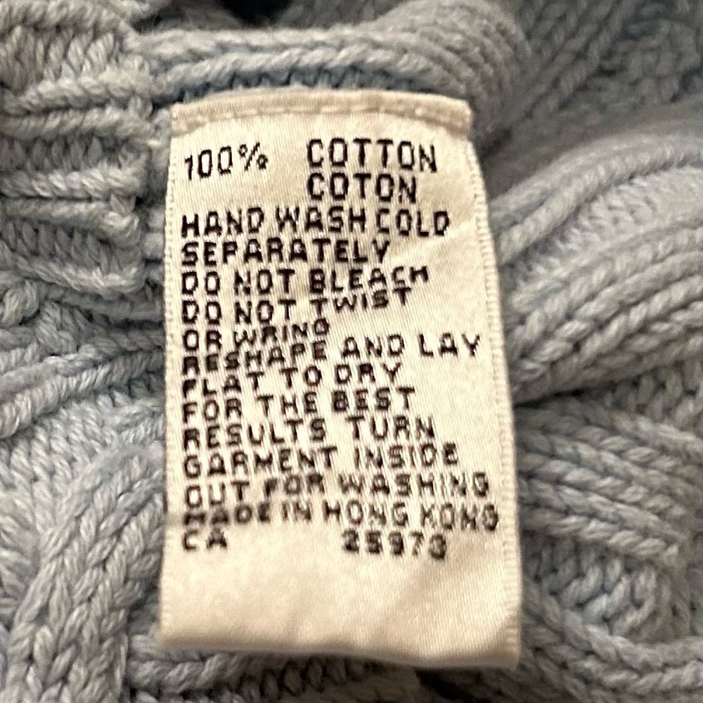 Vintage Gaddy Collection 100% Cotton Blue Cable Knit Turtleneck Sweater - Picture 11 of 11